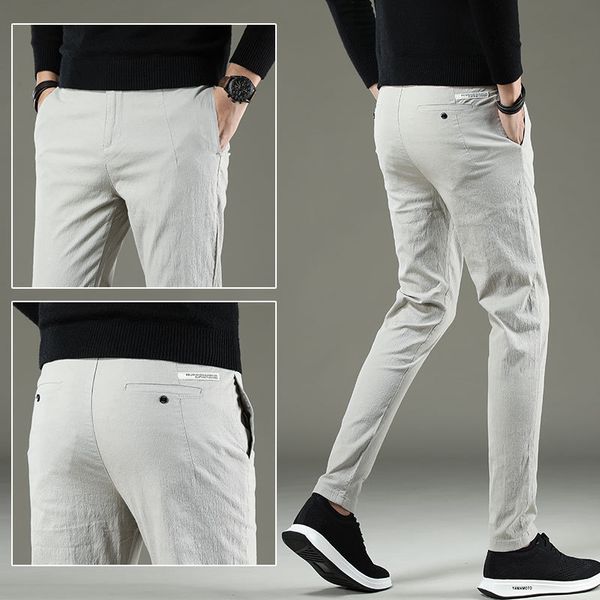 

новые мужские повседневные базовые брюки деловые брюки обычные прямые карманные детали брюки стрейч брюки мужской большой размер 38, Black