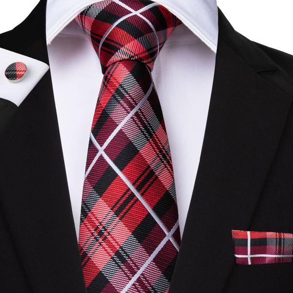 

dibangu men ties 2019 red black plaids men neckties pocket square silk ties 8.5cm wide mens necktie formal dress tie mj-376, Blue;purple