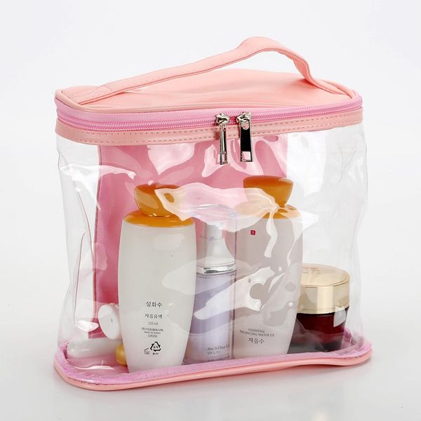 

waterproof transparent pvc makeup storage bag travel camping wash cosmetic bag toiletry hanging handbag organizer