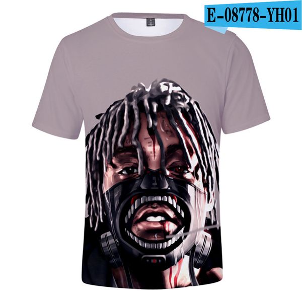 

juice wrld t-shirt hip hop singer 3d digital color print personalized casual short sleeve t-shirt wholesale 2xs-4xl, White;black