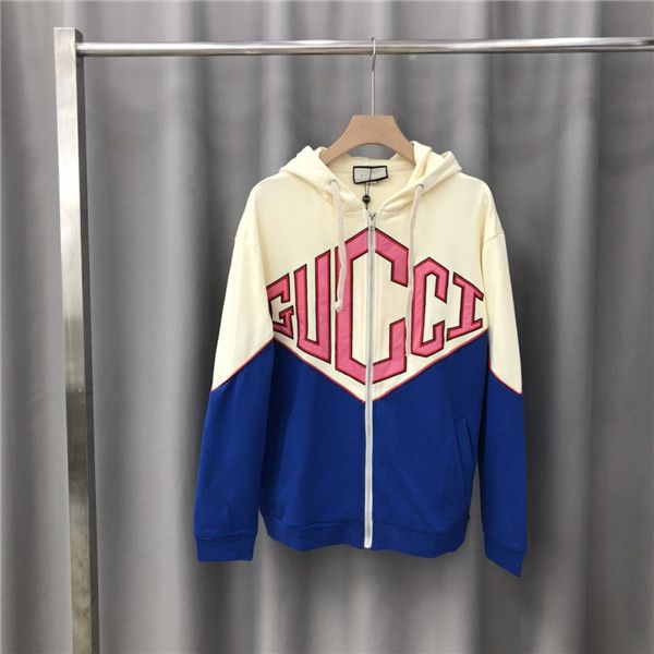 

19aw luxurious italy brand design jackets sweatshirts men women clothes sweater fashion splice color streetwear outdoor hoodies coat, Gray;blue