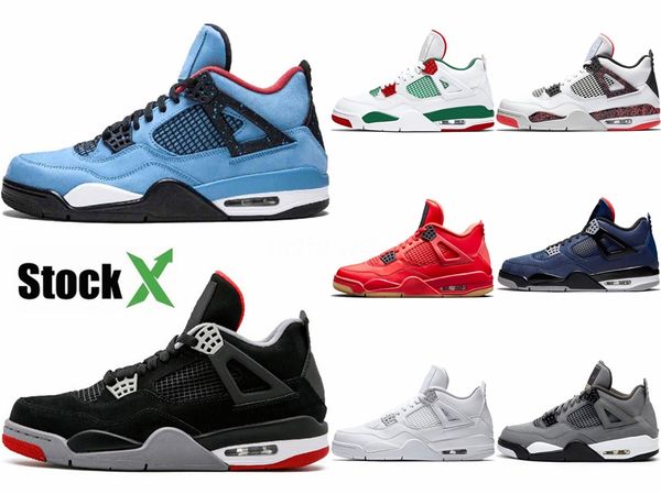 

with box] black cats 4s men basketball shoes outdoor sports shoes atheletic sneaker 4 black red white #489