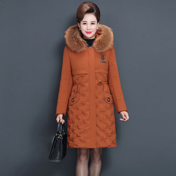 

plus size -5xl women winter jacket hooded fur collar big size down jacket winter coat warm thicken cotton long parkas outwear, Black