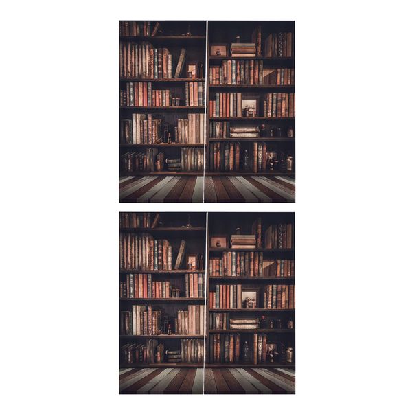 

4 panels set decor 3d print window blackout curtain drapes for teen kids~bookcase