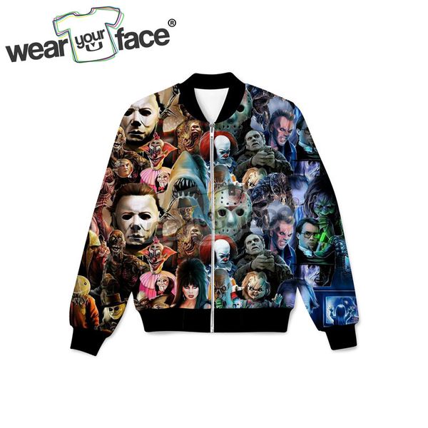 

halloween characters fullprint anime 3d all over printed zipper bomber jacket hipster casual streetwear clothing dropship, Black;brown