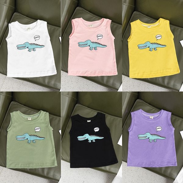 

children's 2020 boys' and girls vest vest' sleeveless cartoon vest baby thin western style top, Blue