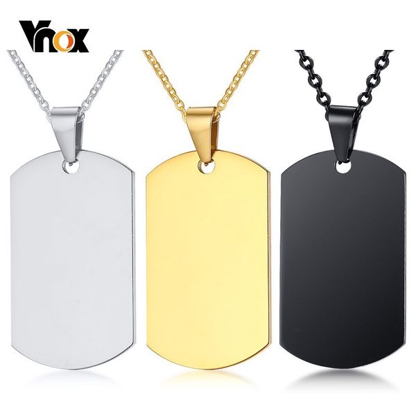 

vnox us dog tag pendant necklace stainless steel id necklaces for male accessories, Black
