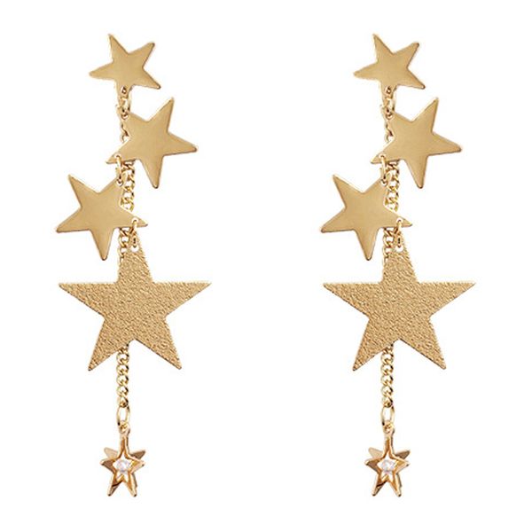 

star earrings temperament long earrings simple personality fashion exaggerated, Golden;silver