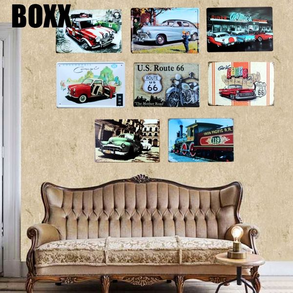 

classic car tin metal signs vintage plates for wall bar garage home art decor cuadros wall sticker 30x20cm