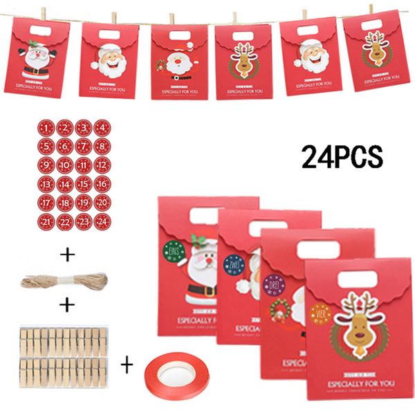 

24 pcs christmas gift bags paper candy storage case pouch diy christmas advent candy box chocolate box eve