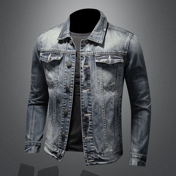 

foreign trade fashion slim denim jacket men's jacket cowboy, Black