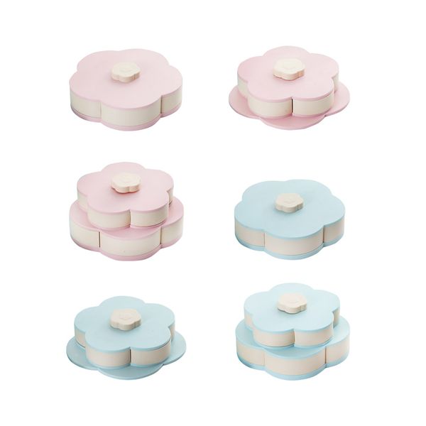 

flower shape rotating candy box wedding favor container home divided dried fruit plate