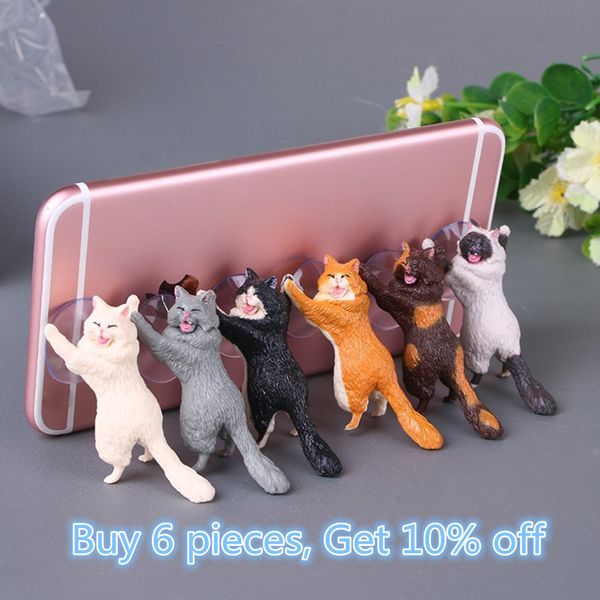 

cute cat support resin mobile phone stand tablets desk sucker design smartphone holder