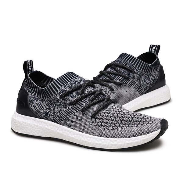 

weideng men sneakers lente zomer heren schoenen casual shoes ademend mesh mannen zachte zool trainers kintted shoes, Black