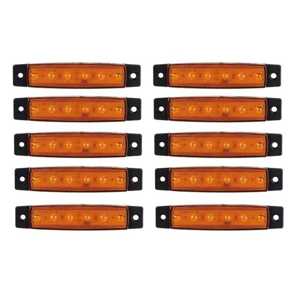 

10pcs amber 24v 6 led side marker indicators lights lamp car truck trail tnk