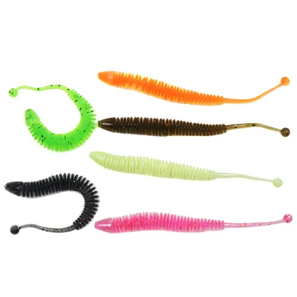

6pcs/lot jig worm fishing silicone soft lures 80mm 1g shrimp odor additive artificial rubber soft bait bass pesca tackle
