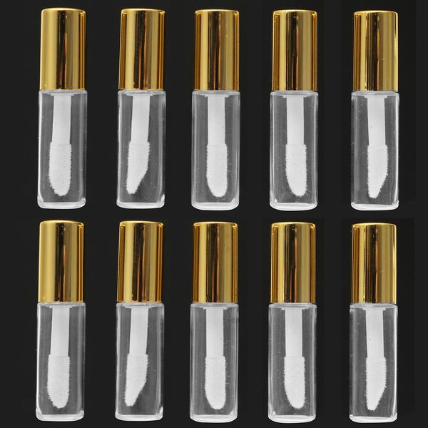 

10 pieces 1.2ml empty transparent pe lip gloss tubes plastic lip balm tube lipstick mini sample cosmetic container with gold cap