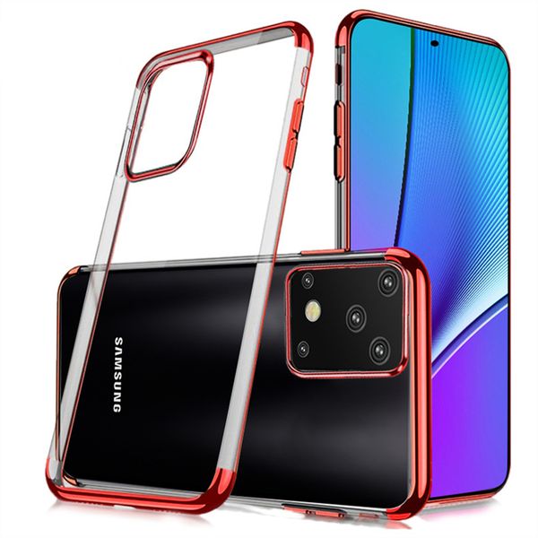 

3 in 1 soft tpu clear plating case for samsung s20 plus ultra a10s a20s m30s a51 a71 a81 a91 a21 a41 huawei p40 pro pro+ nova 6 y7 2020