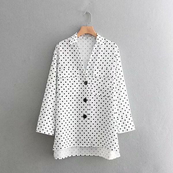 

cs901 new fashioin women blouse vintage polka dot print buttons deco match all shirts spring chic, White