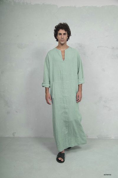 

mens designer t shirt men season flax v collar robe ethnic group wind long sleeve t shirt malepb6k, White;black