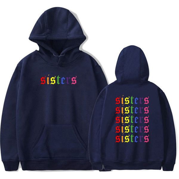 

сестры радуга printed толстовка толстовка vintage vogue ullzang mens hodies осень зима толстовки флис улица hoody женщины мужчины, Black