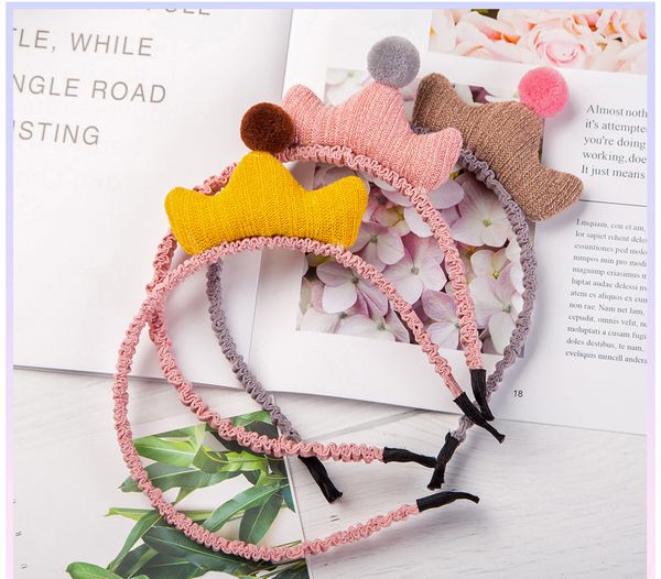 

40pcs/lot diy simple multi fabrics crown princess head bands childen girls headbands hair styling tools accessory ha1602, Brown