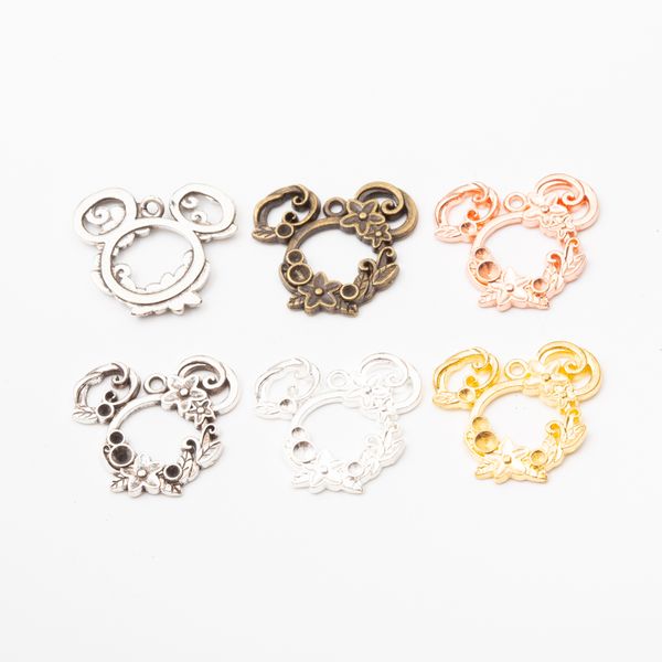

8pcs zinc alloy animal mouse head charms for jewelry making 5779, Bronze;silver