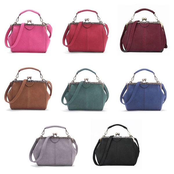 

thinkthendo women handbag shoulder bags tote purse female leather kiss lock frosted messenger hobo satchel bag crossbody bag
