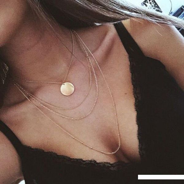 

multilayer tassels pendant necklace trendy women jewelry choker gift for women gold color chain boho layering choker statement necklace, Silver