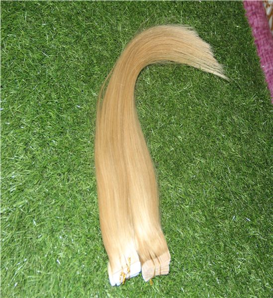 

Golden blonde color 100 tape in human hair exten ion 10 30 inch remy hair exten ion 10 30 inch kin weft traight hair exten ion