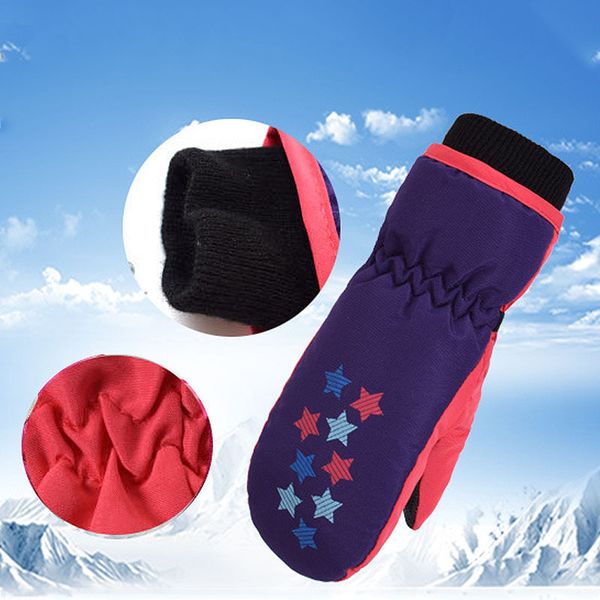 

baby winter waterproof gloves outdoor snow warm mittens kids children thickening warmer ski gloves, White