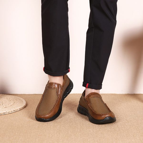 

vintage spring summer men's mesh shoes loose and comfortable dad shoes business thick casual for men streetwear, Black
