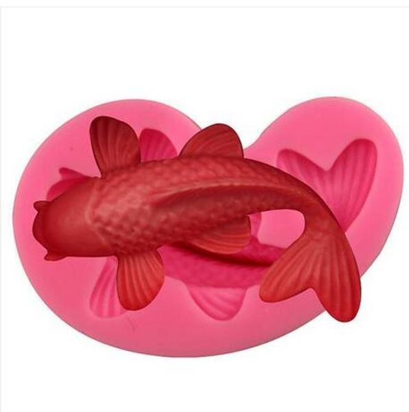 

2019 wholesales silicone fondant cake molds 3d fish carp baking tools goldfish