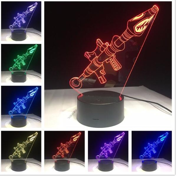 Rocket Launcher Gliding Led Night Lamps Battle Royale 3d Mood Lights Changing Bedroom Home Decor Luminaria Kids Gifts For Boys Man Novelties And Stuff