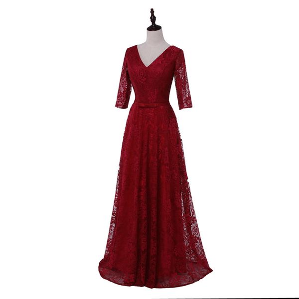 

новое поступление выпускного бала платья vestido де феста сексуальный v-образным вырезом с половиной рукавов вечернее платье кружева классич, Black