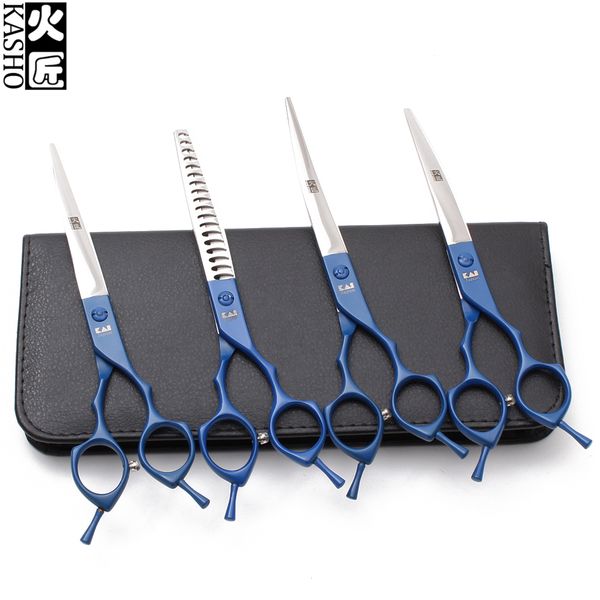 

4pcs suit 7" jp 440c cutting+thinning shears+up&down curved shears animal supplies grooming scissors pets shears set h3009