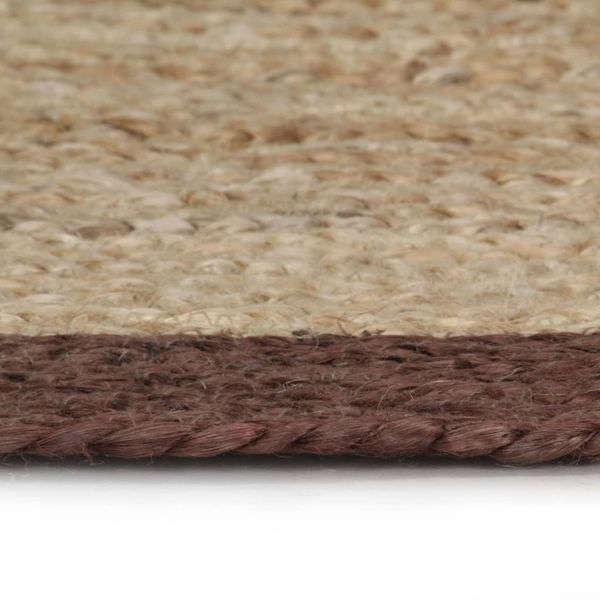 

hand-woven jute rug with brown border 150 cm