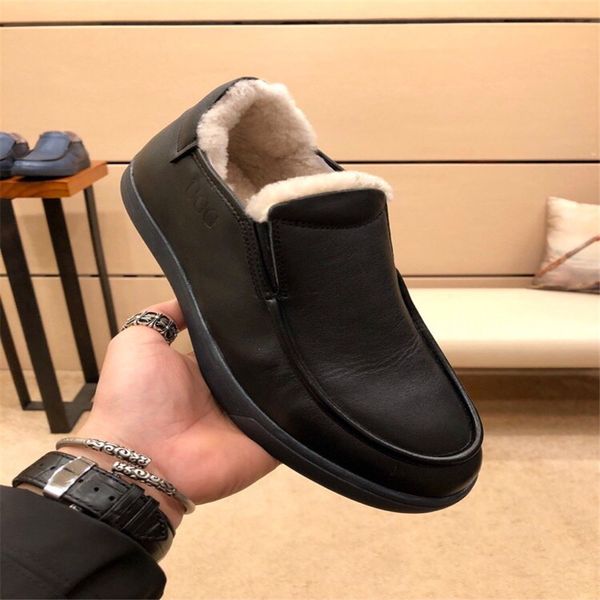 

the highest version of leather men's shoes plus velvet warm and comfortable wild leather men's shoes casual shoes size 39-45 01, Black