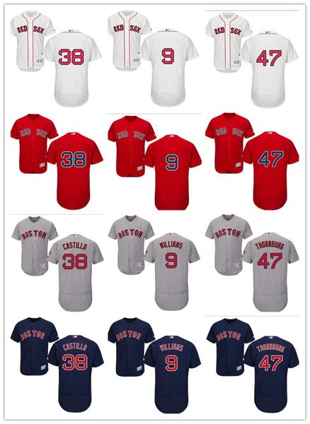 

custom men's women youth red sox jersey #38 rusney castillo 9 ted williams 47 tyler thornburg home blue red baseball jerseys, Blue;black