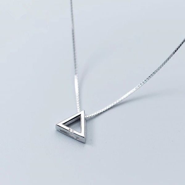 

wyeaiir geometry triangle rhinestones fresh delicate sweet creative pendant 925 sterling silver clavicle chain female necklace, Golden;silver