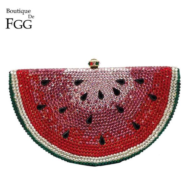 

boutique de fgg watermelon slice women crystal clutch evening bags party cocktail lades diamond purses and handbags