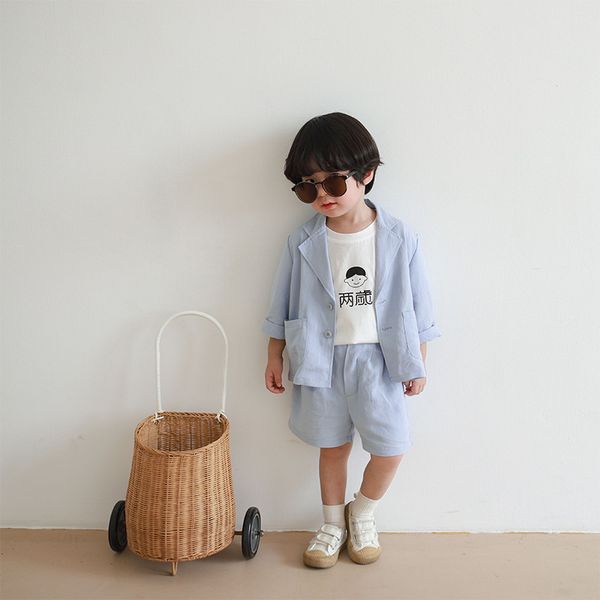 

2020 new boys 2 pcs set coat+shorts summer kids boys suits 1-6 years, White
