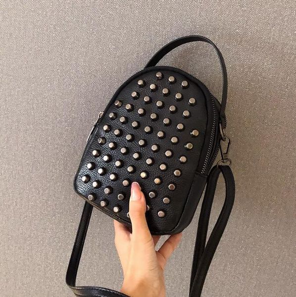 

designer women mini rivet bucket single shoulder bag luxury girl small crossbody bags fashion rivet handbag