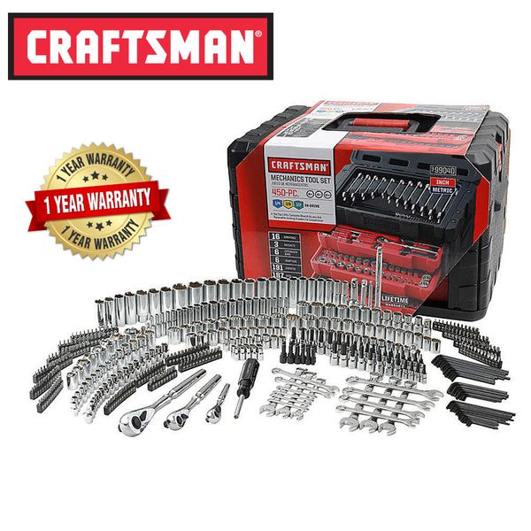 

New craft man 450pc piece mechanic tool et 3 drawer ca e metric ae inch 450 piece