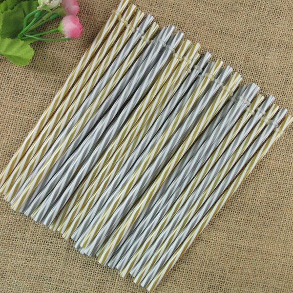 

экологичный 30pcs / lot 23 cm fancy fashion многоразовый щепка золотой лишенный партии пластиковые трубочки / pure color соломинки для marso
