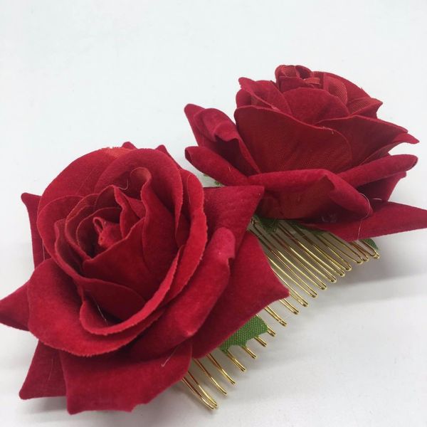 

every fairy rose flower hair combs women flower wedding head hair accessories new girl clip blooming leaves headband