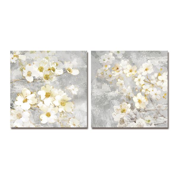 DYC 10059 2 pezzi fiori bianchi stampa artistica quadri pronti per essere appesi