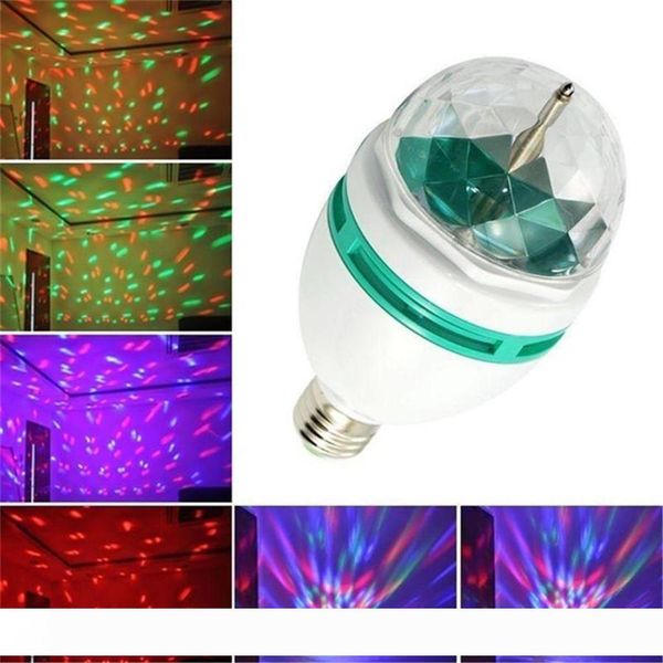 

3w e27 rgb освещение полноцветный светодиодный кристалл свет этапа авто вращающийся stage эффект dj лампы мини этап лампа