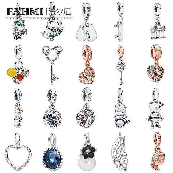 

fahmi 100%925 sterling silver 2019 new unicorn band charm pendant original ladies wedding fashion jewelry diy pendant, Black