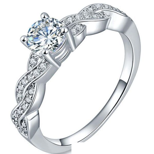 

cute white zircon copper plating white gold for women ring size 6# 7# 8# 9# m01-ri0100, Silver